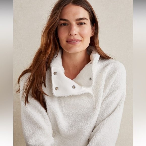 Haven Well Within Sherpa Snap Collar Puollver Sweater in White Sz M - Picture 2 of 10